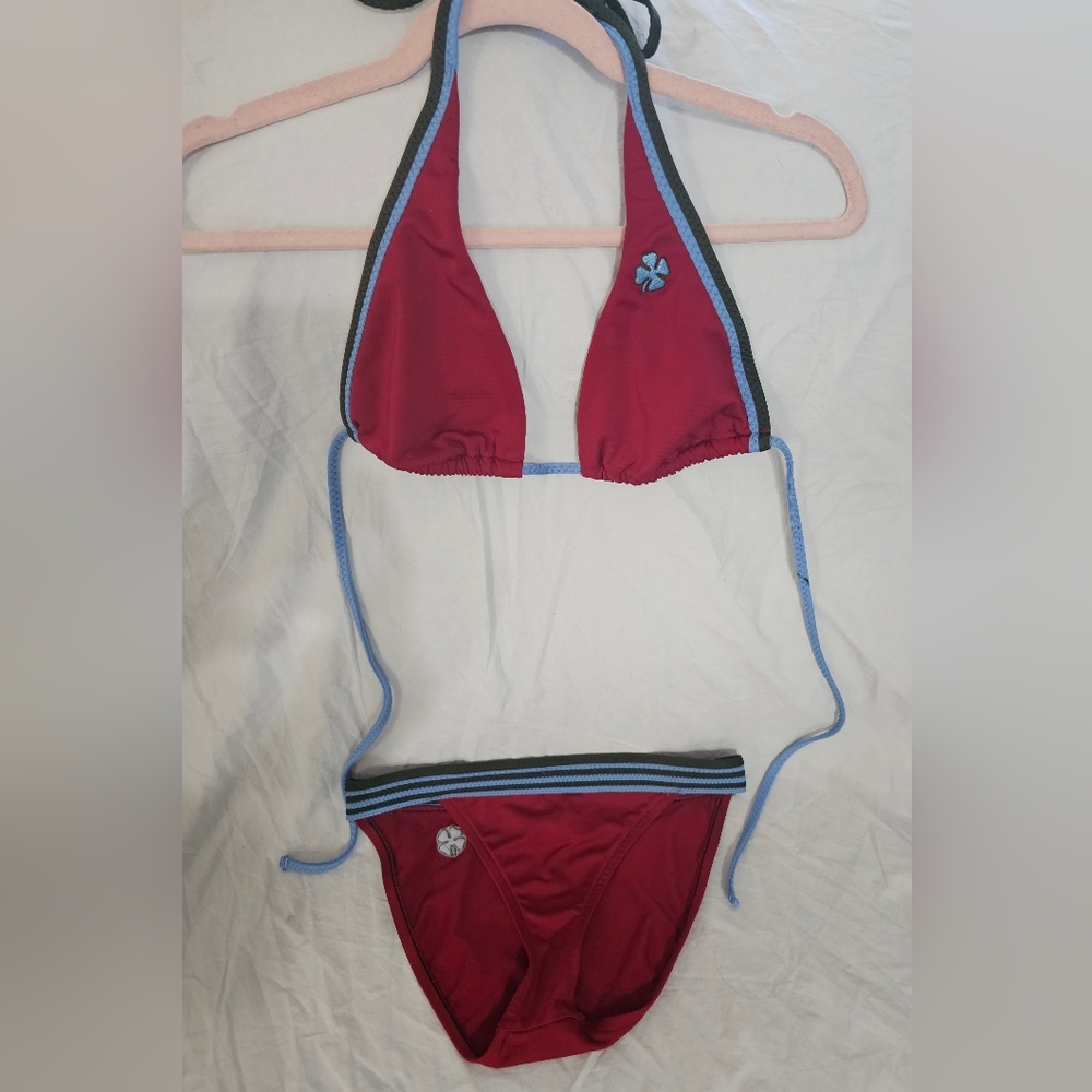 Lucky Brand Red and Blue Bikini Set